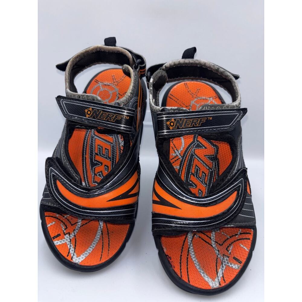 Nerf Athletic Sandals Youth Black Orange Size 6 Hook & Loop Adjustable READ - Picture 4 of 6